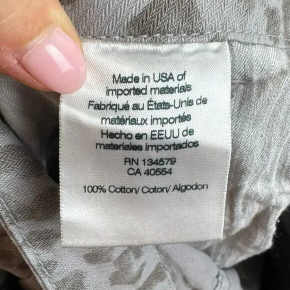 Sundry 24 Gray Leopard Print Seam Stripe Zipper Crop Ankle Twill Pants Pockets - Picture 8 of 9